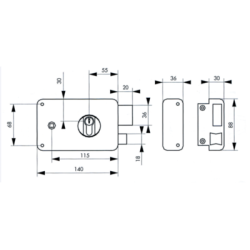 Serrure applique monopoint de grille horizontale à fouillot profil européen - FTH THIRARD – Image 2