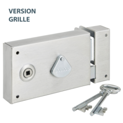 Serrure applique monopoint horizontale à fouillot clé 4 gorges de grille - DEVISMES