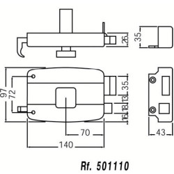 Serrure applique monopoint horizontale à tirage à bouton CISA varié - NORMBAU – Image 2