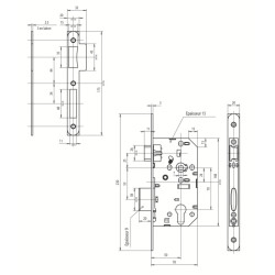 Serrure encastrer monopoint axe 50 C8 pêne dormant demi-tour D455 bouts ronds - VACHETTE ASSA ABLOY – Image 2
